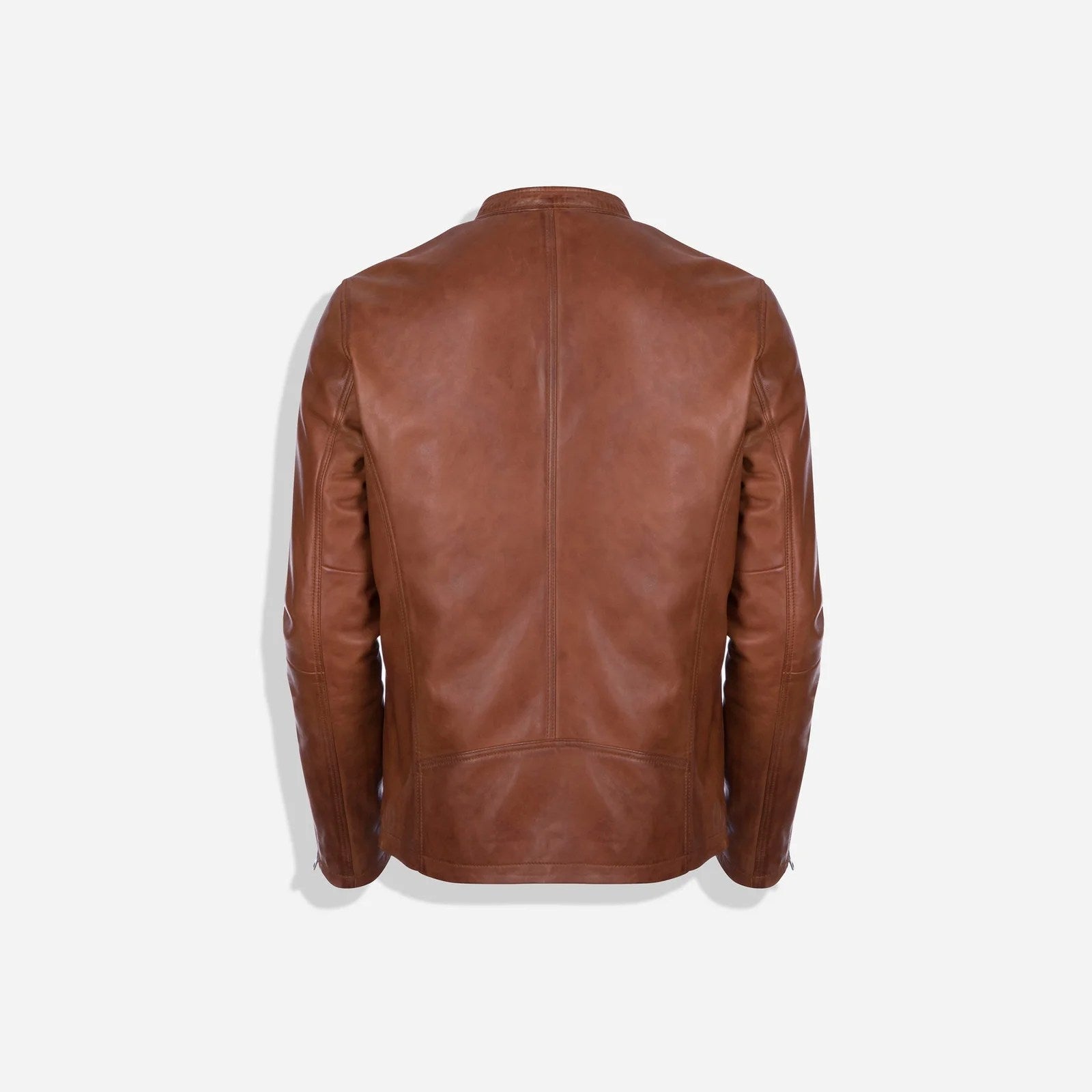 Burton Mandarin Collar Leather Jacket, Chestnut