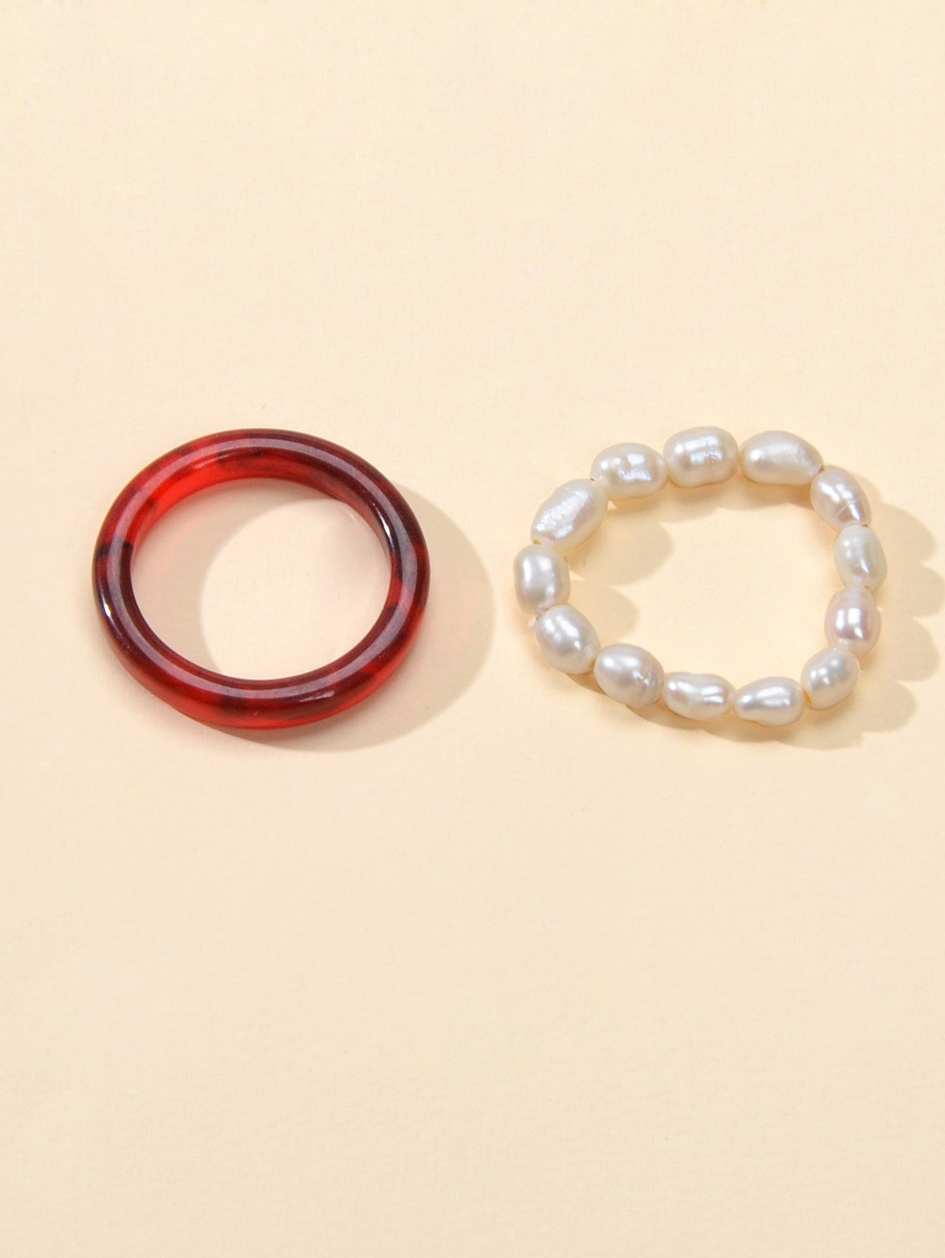 2pcs Pearl Elastic Ring New Women Accessories