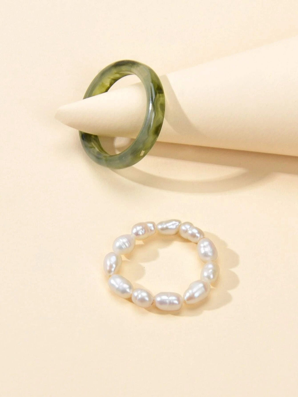 2pcs Pearl Elastic Ring New Women Accessories