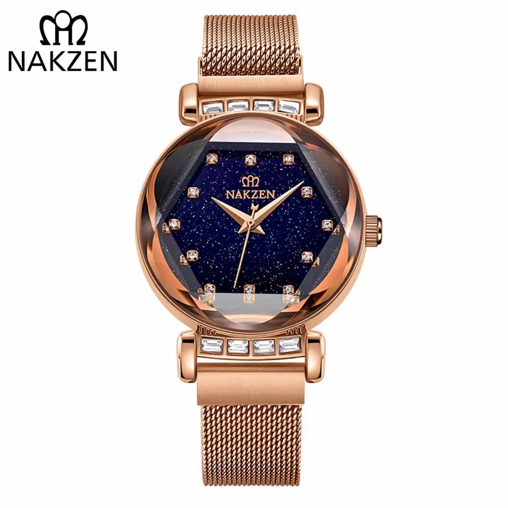 NAKZEN Women Diamond Elegant Starry Sky Watches Ladies Creative Roman Fashion Waterproof Quartz Watch Clock relogio feminino