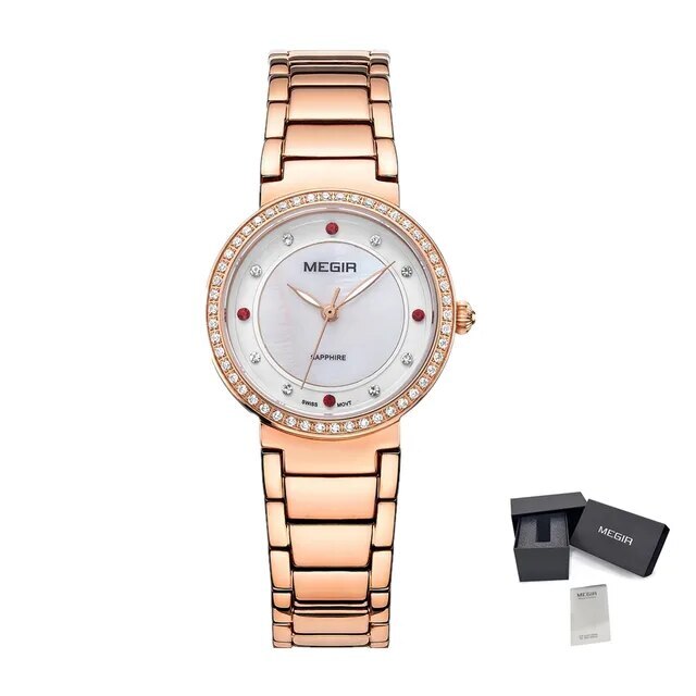 MEGIR Fashion Stainless Steel Women Bracelet Quartz Watches Elegant Business Ladies Clock Female Sport Wristwatch Reloj Mujer