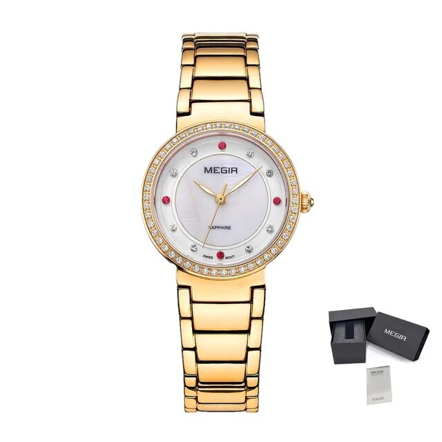 MEGIR Fashion Stainless Steel Women Bracelet Quartz Watches Elegant Business Ladies Clock Female Sport Wristwatch Reloj Mujer