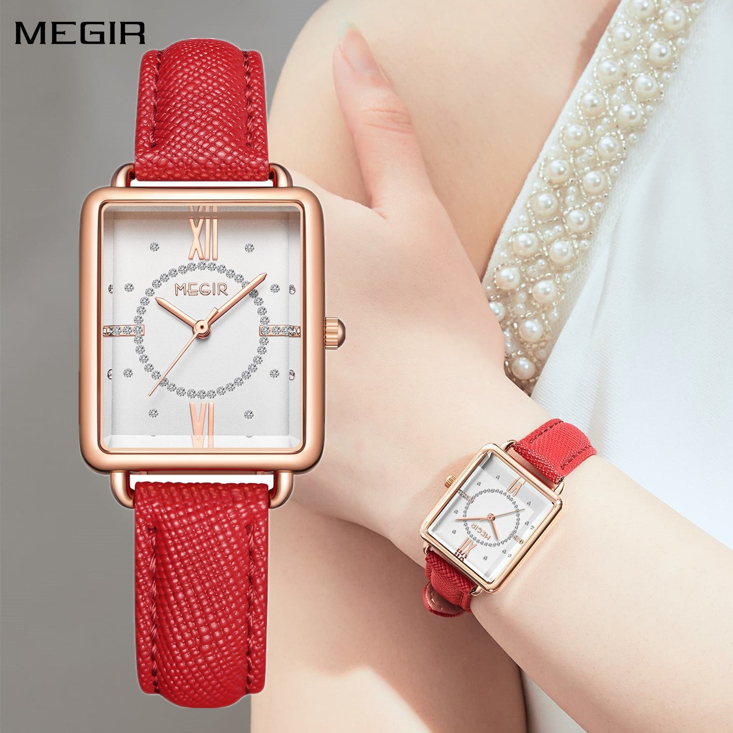MEGIR Women Watch Luxury Fashion Leather Strap Ladies Quartz Wristwatch Casual Sport Wrist Watches Dress Clock Relogio Feminino