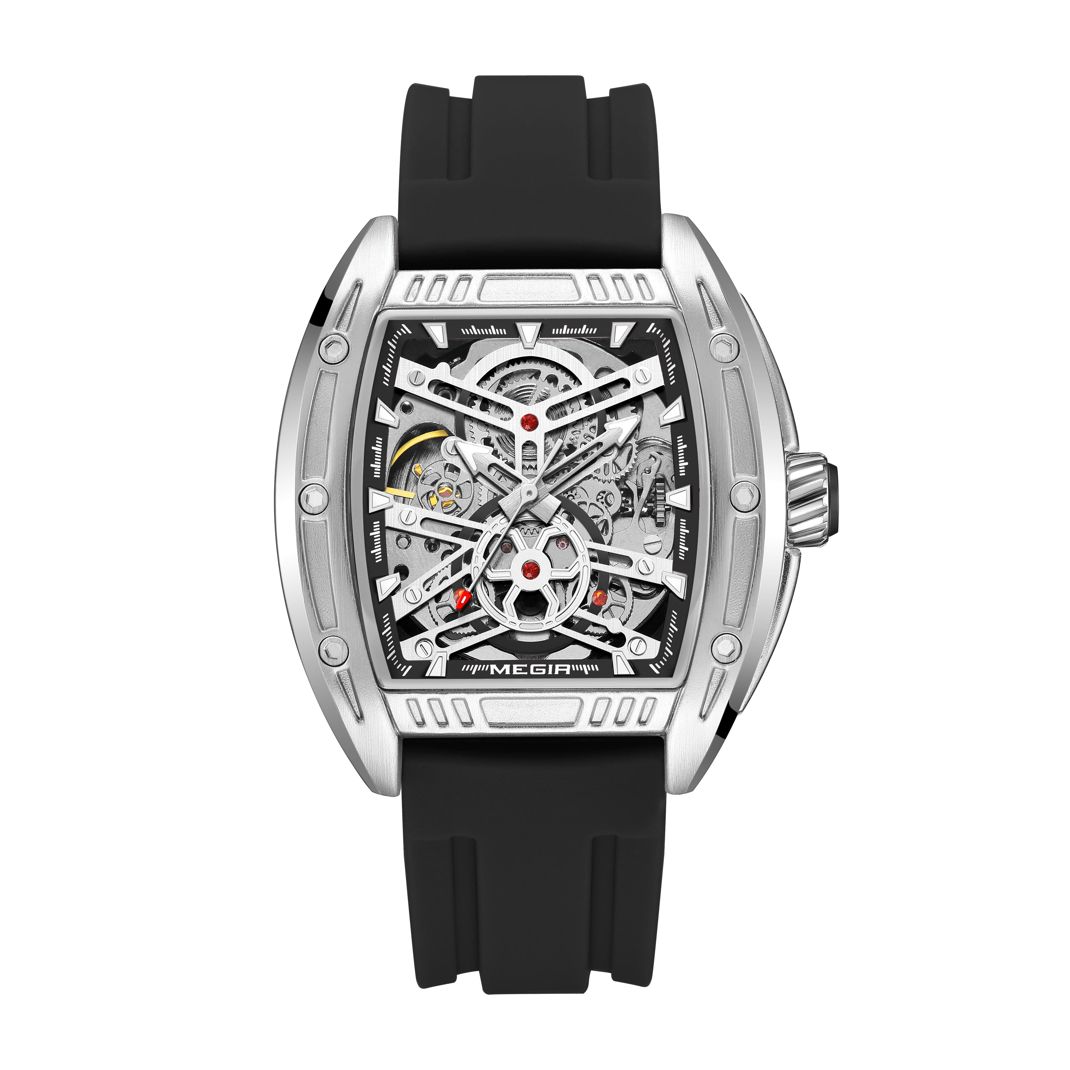 MEGIR Original Luxury Sport Watch for Men Silicone Band Automatic Mechanical Movement WristWatches Luminous Clock Reloj Hombre 8601