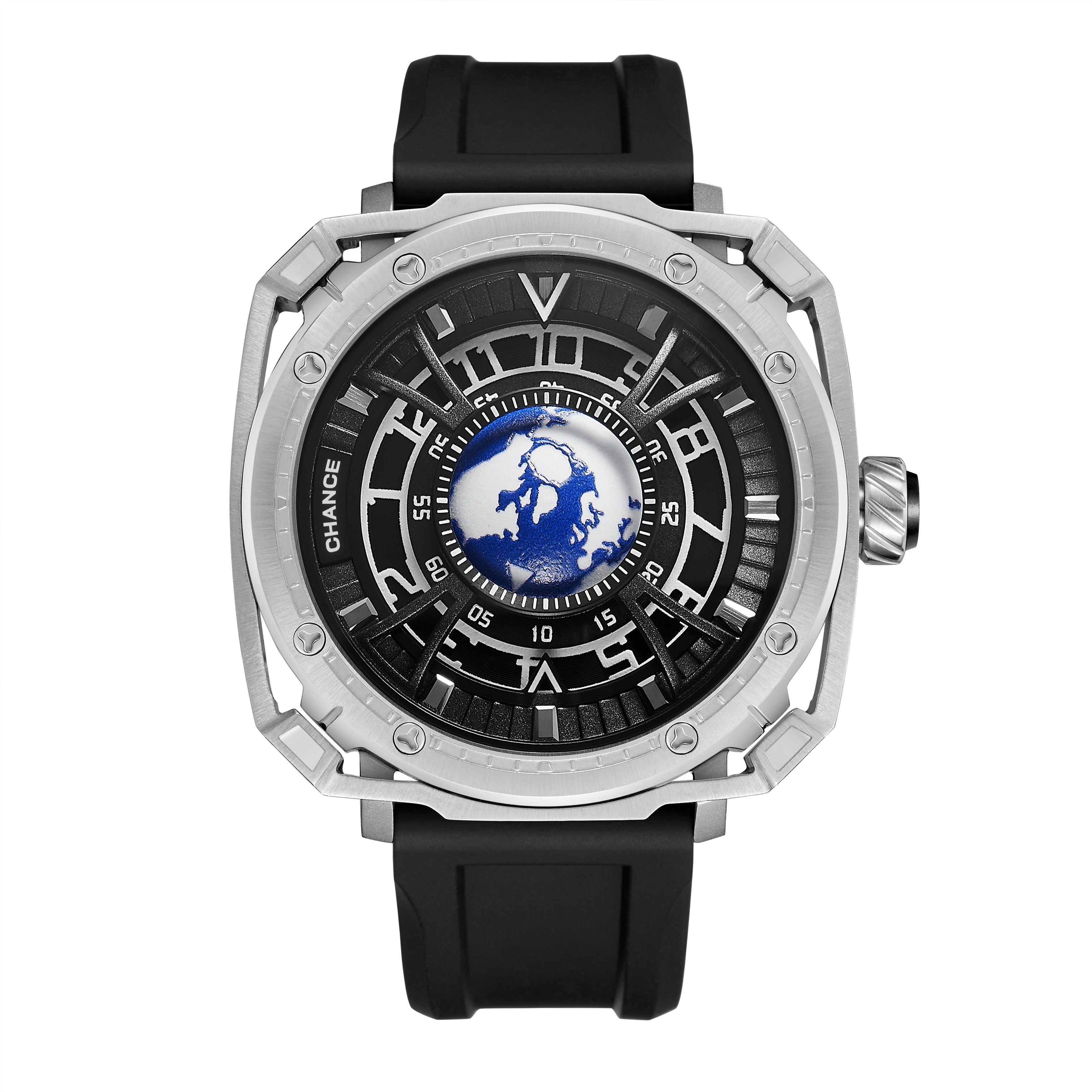 CHANCE Luxury Men Mechanical Wristwatch Automatic Watch Stainless Steel Case Sports Silicone Strap Luminous Watches Clock