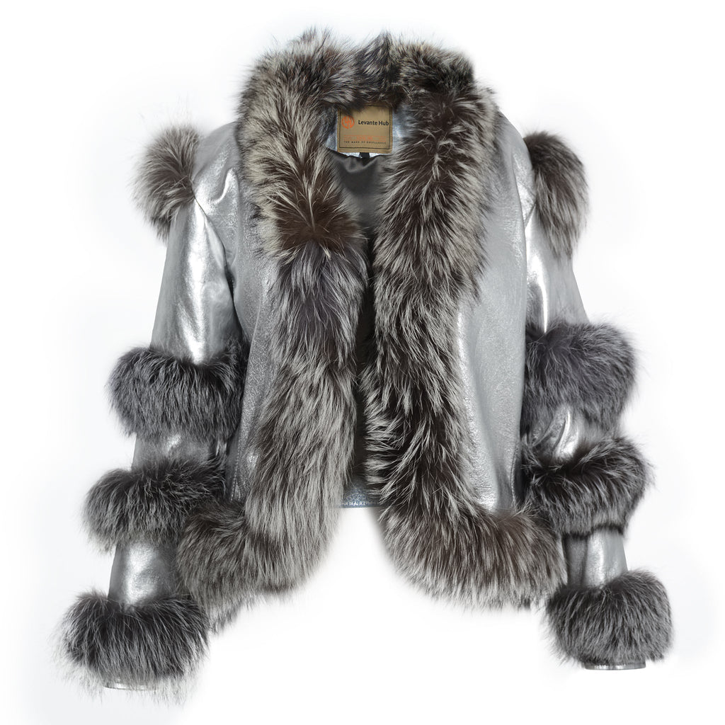 Aurora Luxe Metallic Silver Sheep Leather Jacket