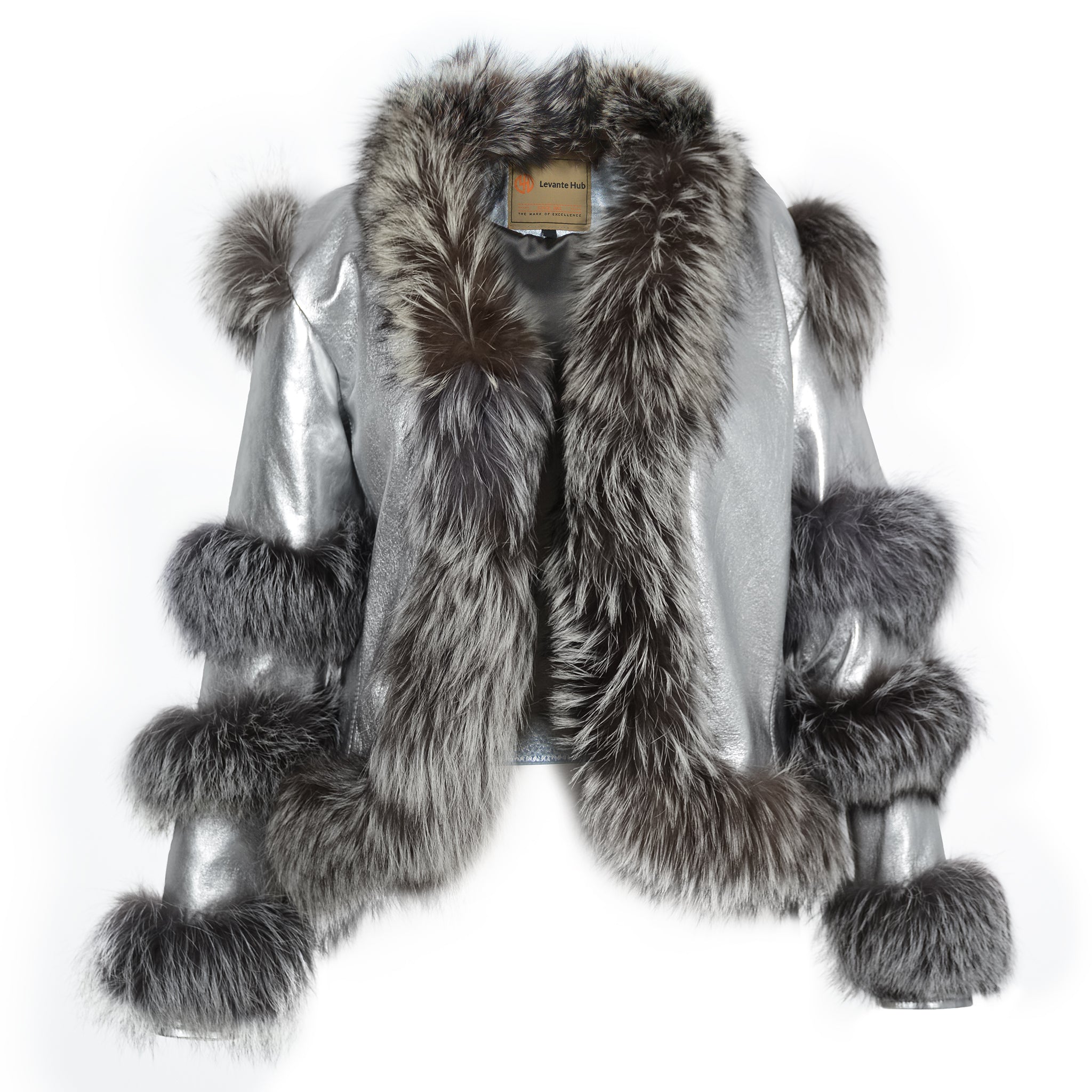 Aurora Luxe Metallic Silver Sheep Leather Jacket