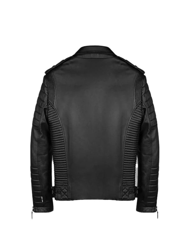 Men Vintage Biker Leather Jacket Black