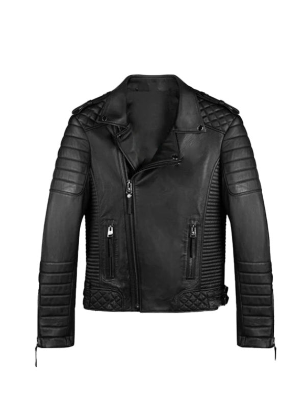 Men Vintage Biker Leather Jacket Black