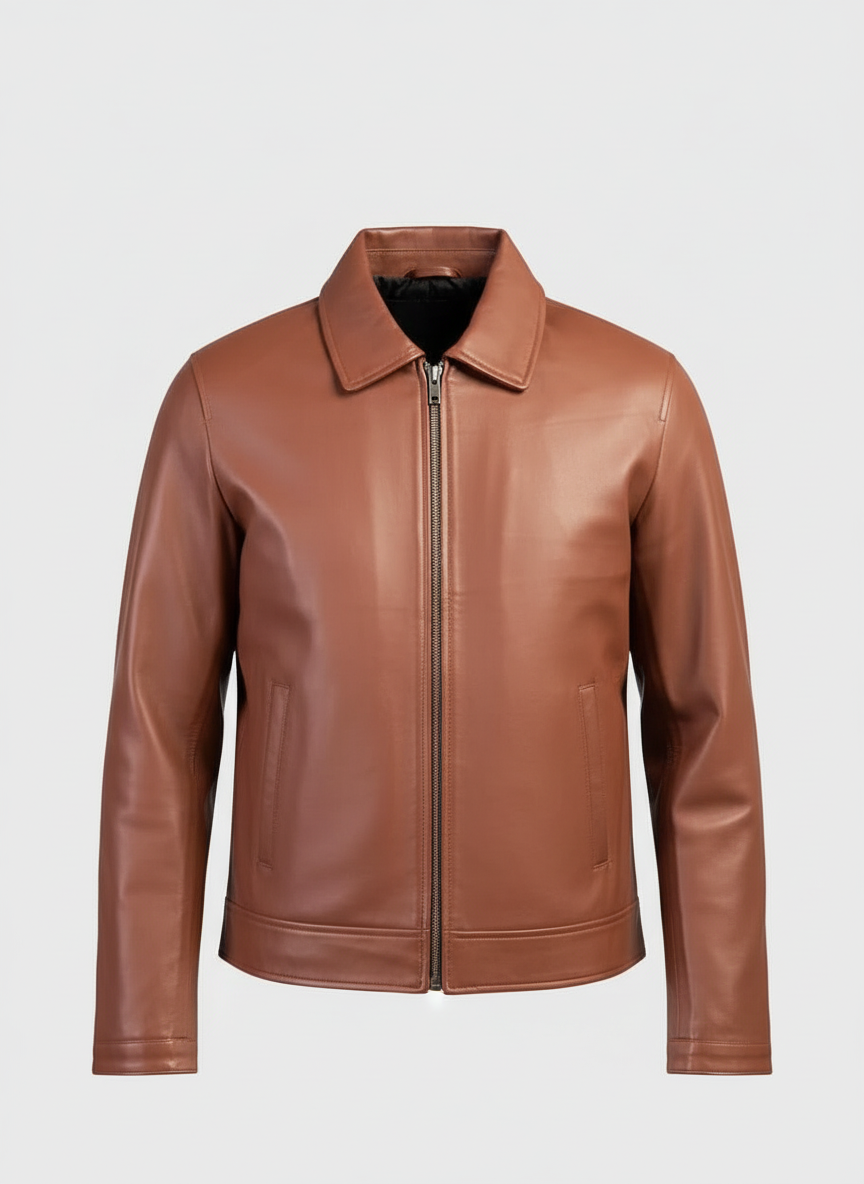 Leather Jacket - Real Lambskin Cafe Racer Motorcyle Style Leather Jackets For Men