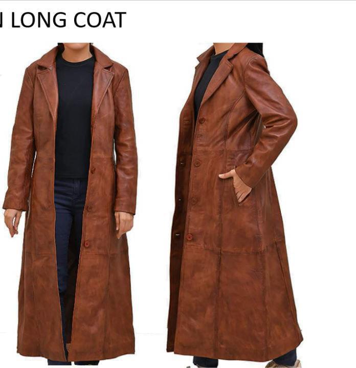 Real Lambskin Long Womens Leather Jacket