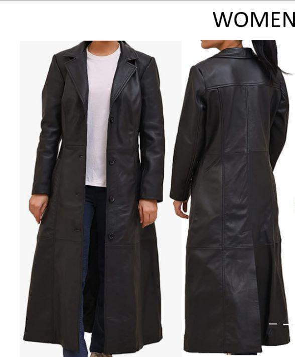 Real Lambskin Long Womens Leather Jacket