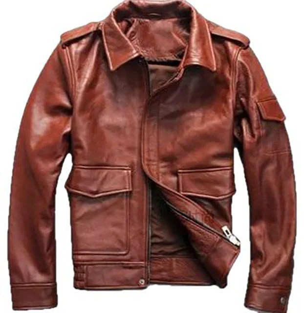 Bron Men's G1 Cowhide Leather Jacket - Brown, XXXL