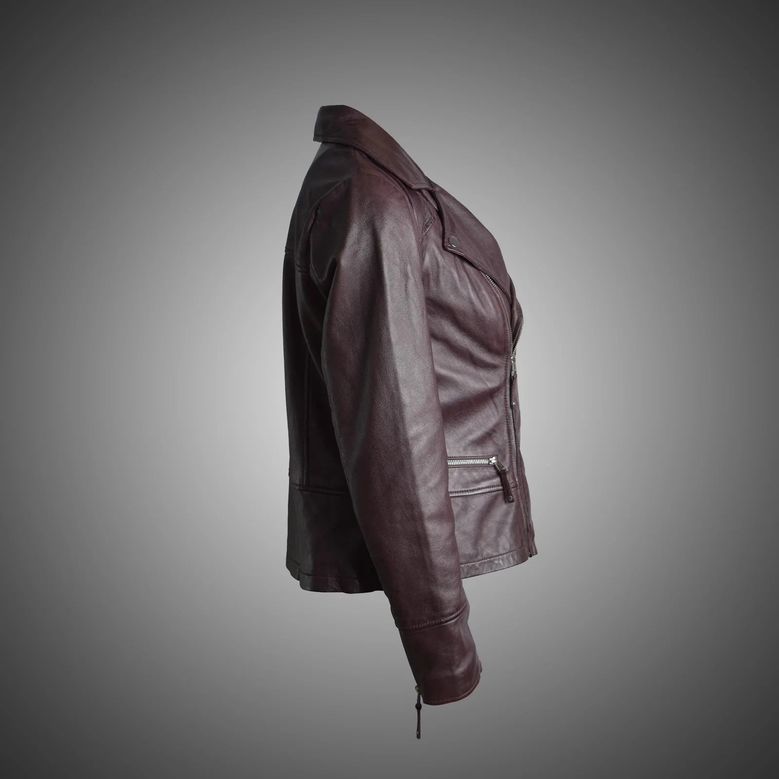 Burgandy Women Perfecto Jacket - L