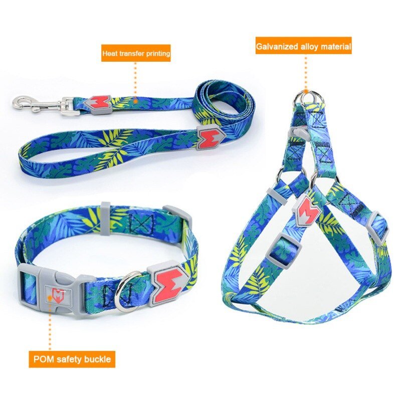 Cat Dog Collar Harness Leash Adjustable Nylon Pet Traction Cat Dog Collar Adjustable Quick Release Pet Harness Belt