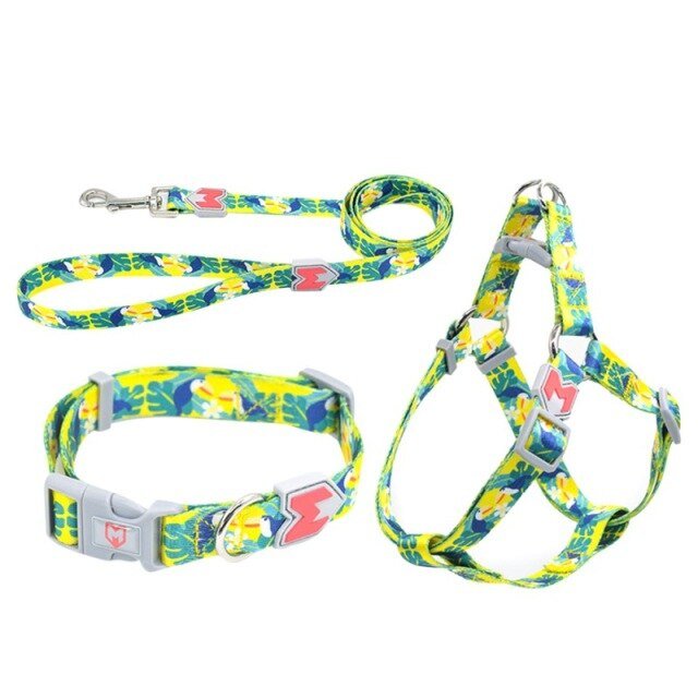 Cat Dog Collar Harness Leash Adjustable Nylon Pet Traction Cat Dog Collar Adjustable Quick Release Pet Harness Belt