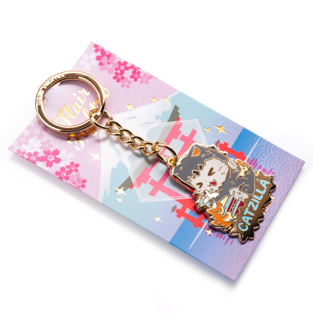 Catzilla Enamel Keychain