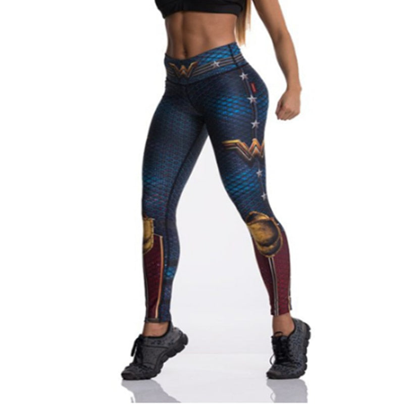 Fashion Tibetan Blue Captain Fight Push Up Workout Leggings Slim High Waist Jeggings Women