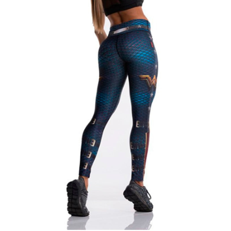 Fashion Tibetan Blue Captain Fight Push Up Workout Leggings Slim High Waist Jeggings Women