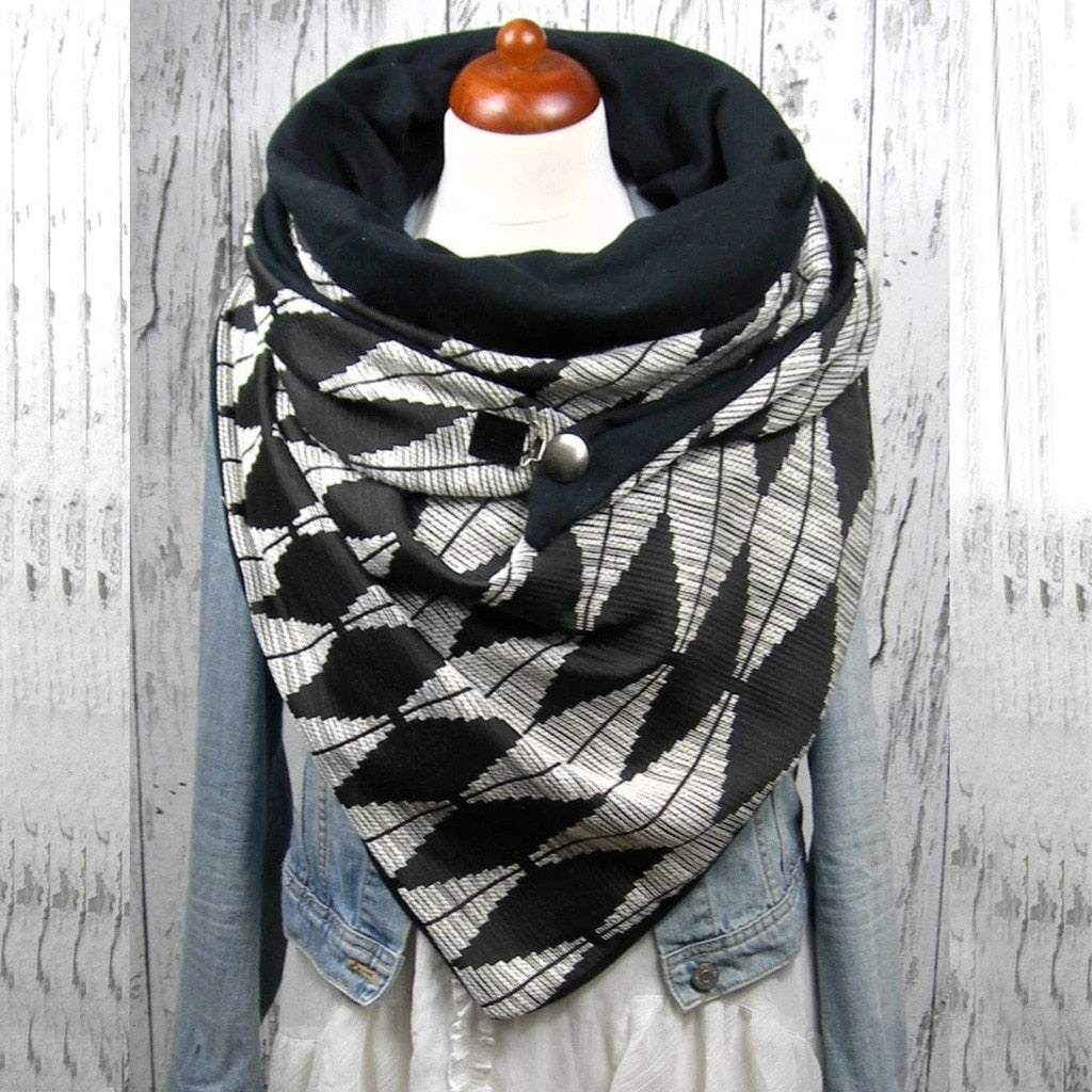 Fashion Scarves Women Soild Dot Printing Button Soft Wrap Casual Warm Scarves Shawls