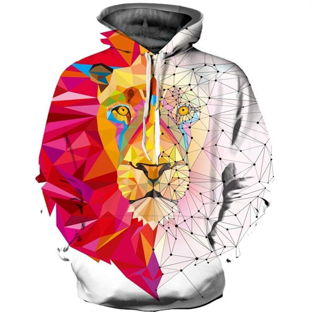 Fashion Color Lion  Men Women  Autumn Winter 3D Hoody Tops